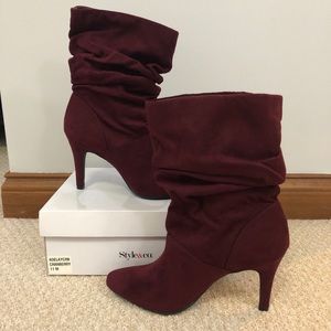 New In Box Slouch Suede Stiletto Boots
